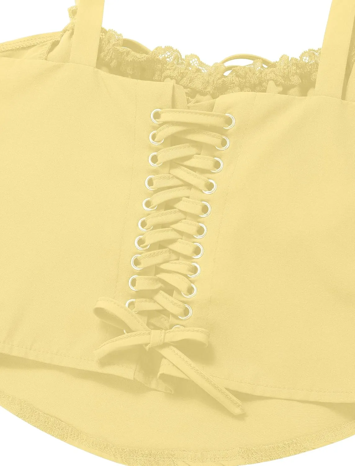 FYMNSI Women Corset Lace Up Cami Crop Top Sexy Slim Bodyshaper Bustier Tees Shirt Blouse Spaghetti Strap Backless Summer Tops