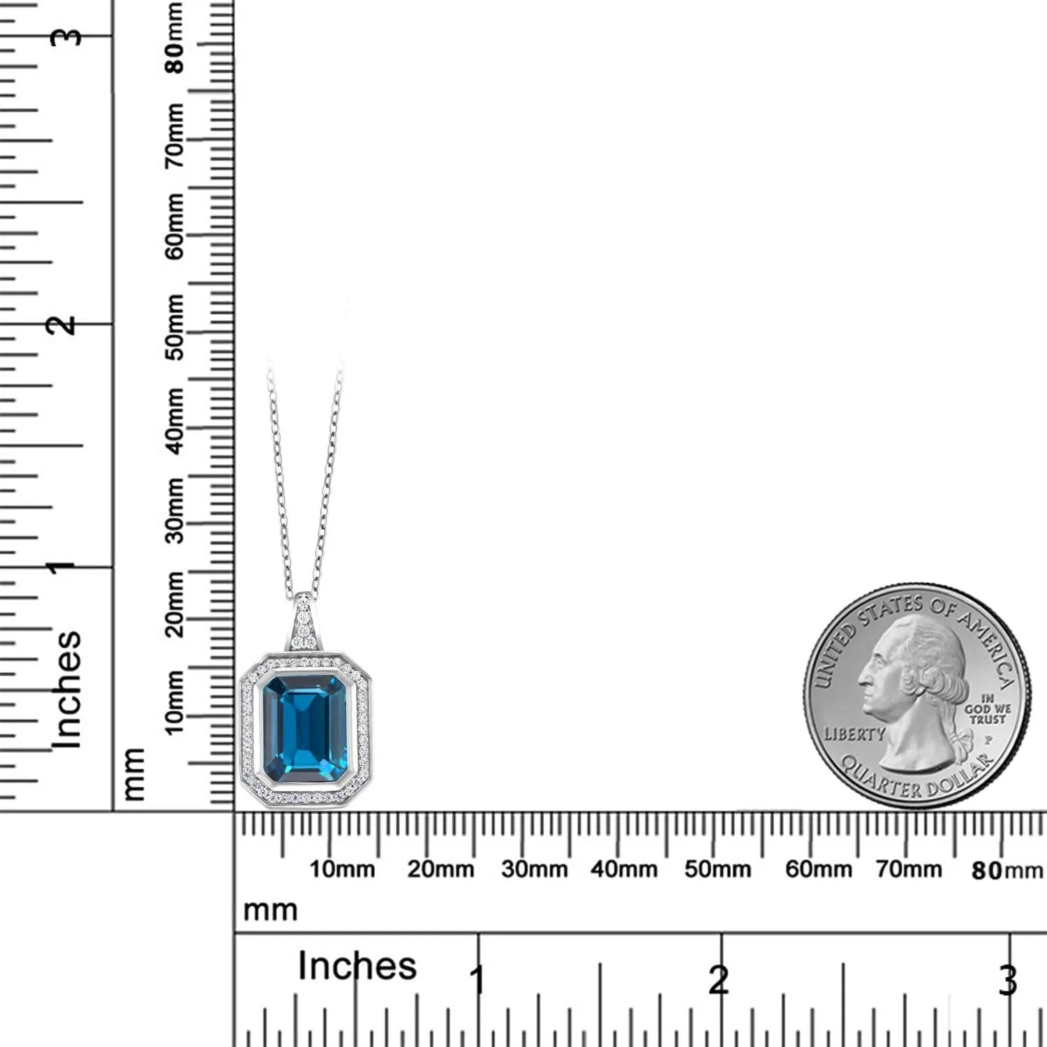 Gem Stone King Gemstone Birthstone Pendant Necklace for Women | 11X9MM Emerald Cut | 925 Sterling Silver | With 18 Inch Silver Chain | Fine Jewelry Gifts for Her Mom Women Wife