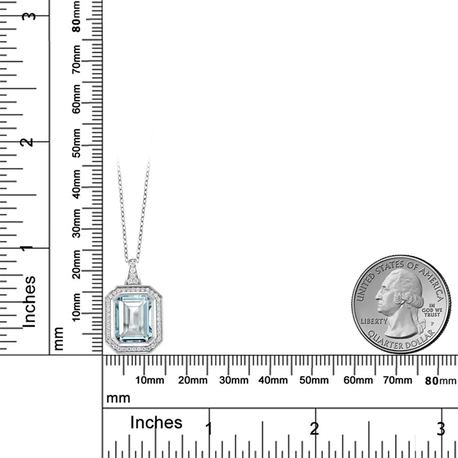 Gem Stone King Gemstone Birthstone Pendant Necklace for Women | 11X9MM Emerald Cut | 925 Sterling Silver | With 18 Inch Silver Chain | Fine Jewelry Gifts for Her Mom Women Wife