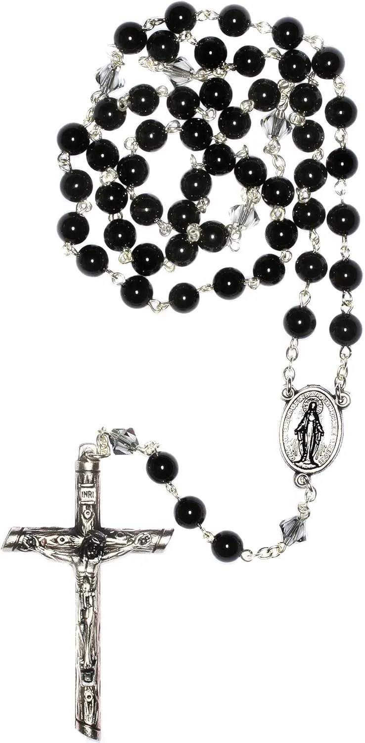 Gemstone Catholic Prayer Rosary - Includes "How to Pray the Rosary", Rosary Pouch and Gemstone meaning