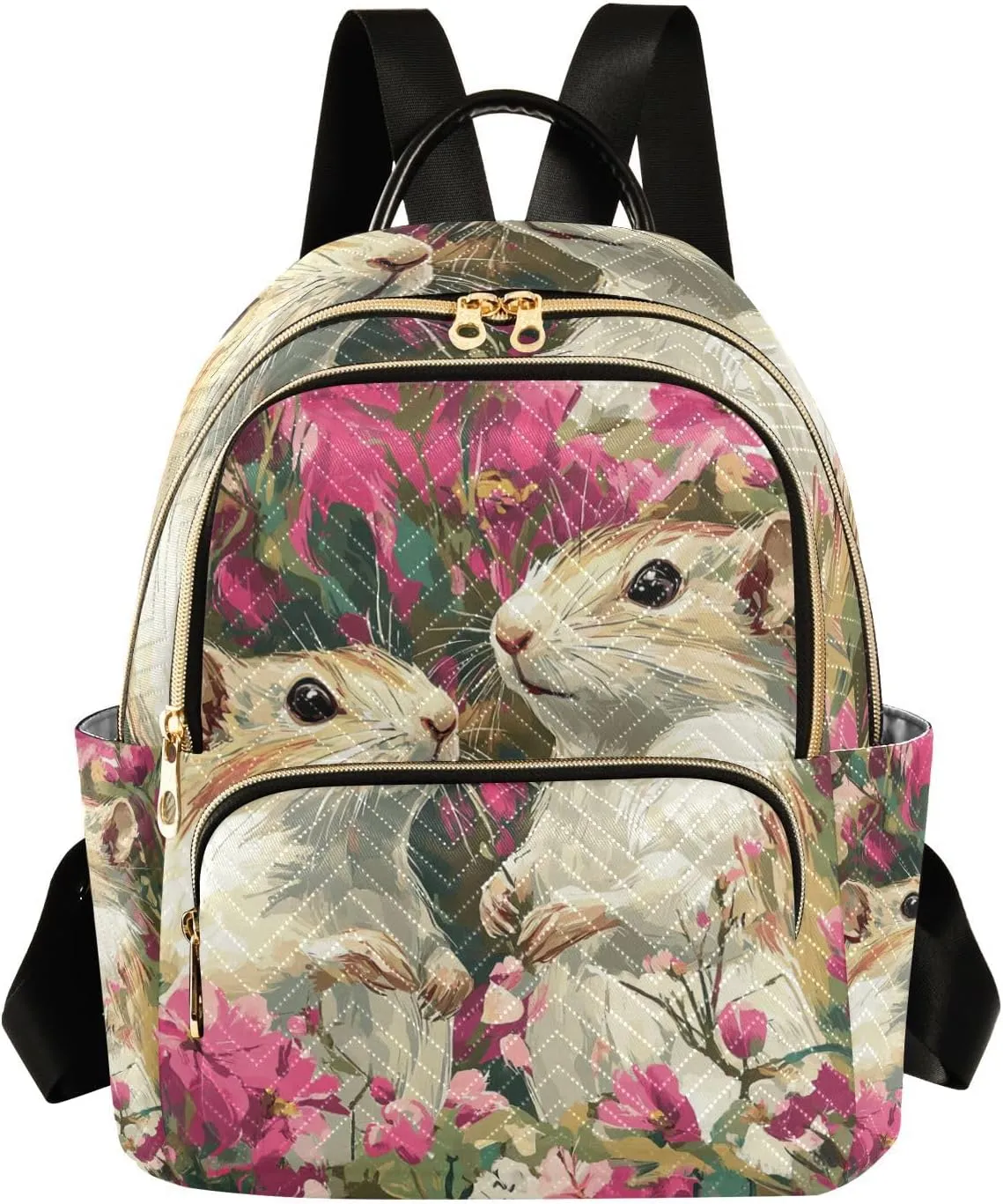 Gerbil Okra Red Flowers Painting 14 Inch Work Business diaper bag backpack fashion backpacks for travel&work