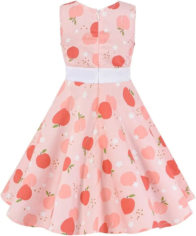 Girls 3-12 Years Vintage Polka Dot Swing Sleeveless Party Dress