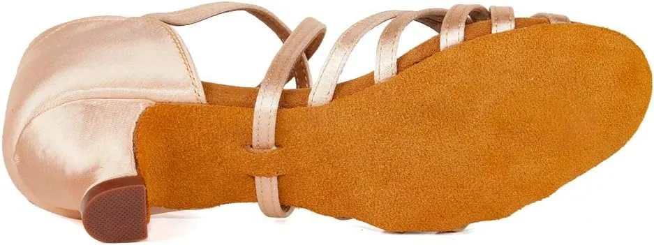 Girls Latin Dance Shoes Satin Professional Ballroom Salsa Dance Practice Performance Shoes(Little/Big Kid),Model 202
