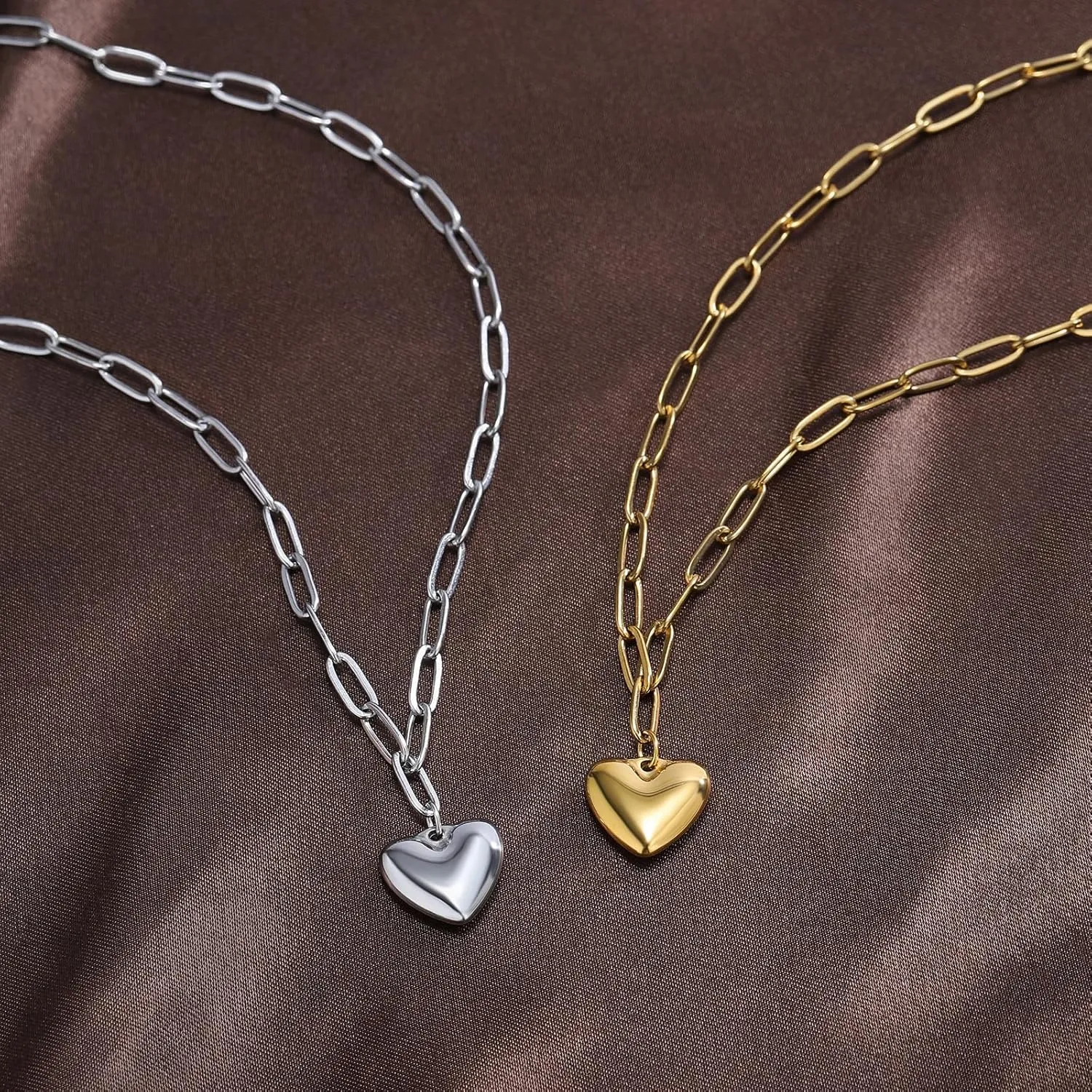 Gold & Silver Heart Pendant Necklace for Women - Trendy Stuff, Birthday & Daughter Gifts