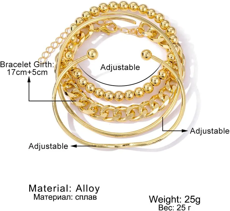 Gold Bangle Bracelets for Women, 14k Gold Plated Multi Layer Cuff Bangles Set, Stackable Boho Non Tarnish Elegance Smooth Bangle Jewelry Gifts for Her