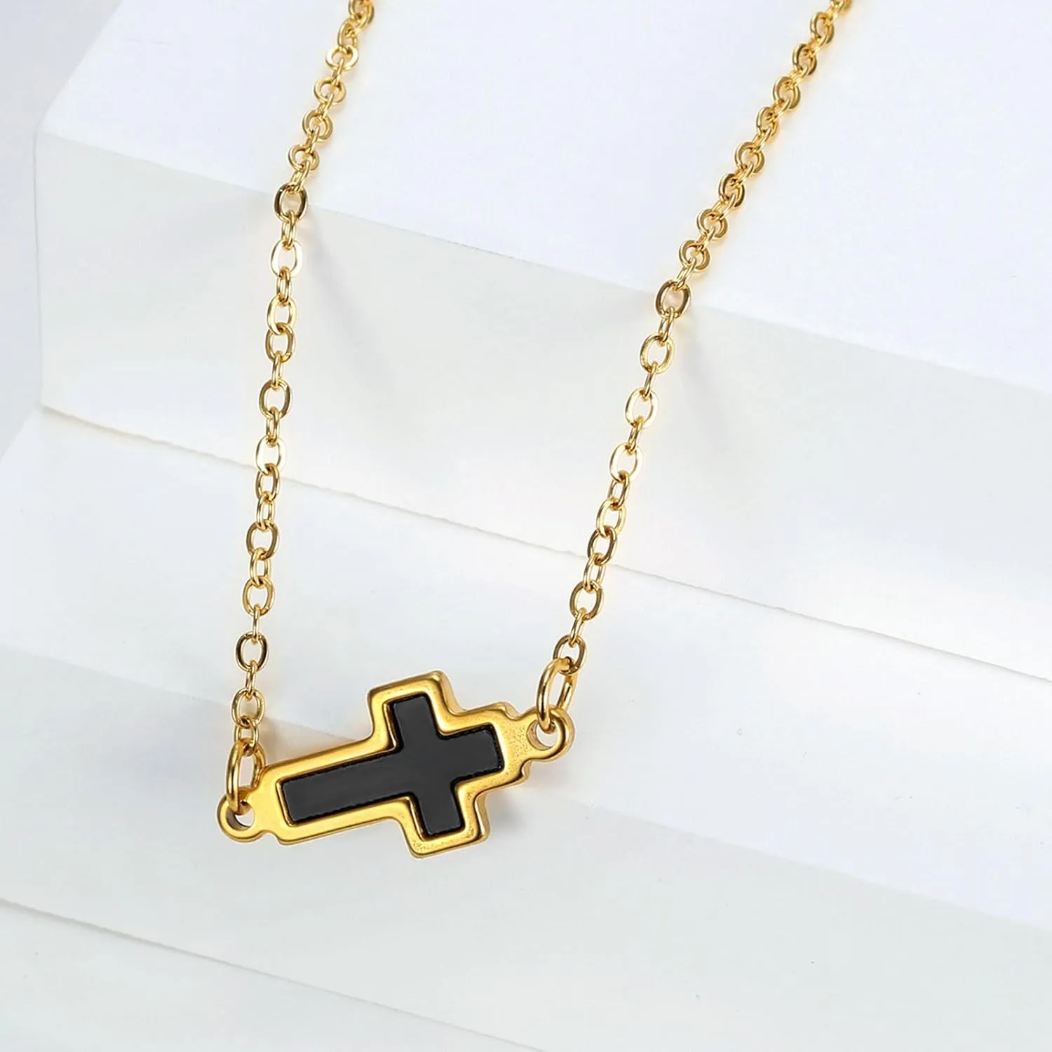 Gold Cross Necklaces for Women, Dainty Gold Cross Pendant 18k Cross Jewelry womens Faith Necklace Charm Simple Necklaces