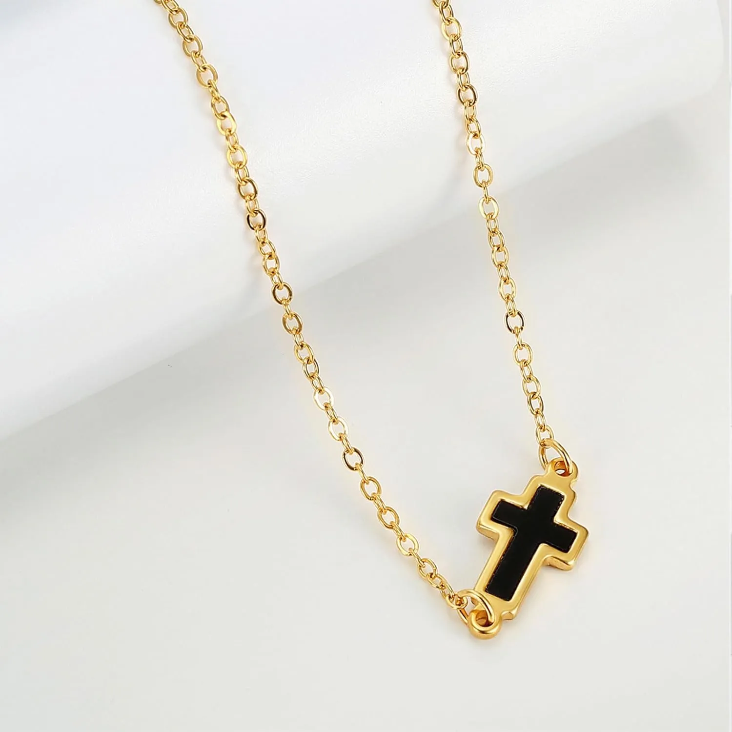 Gold Cross Necklaces for Women, Dainty Gold Cross Pendant 18k Cross Jewelry womens Faith Necklace Charm Simple Necklaces