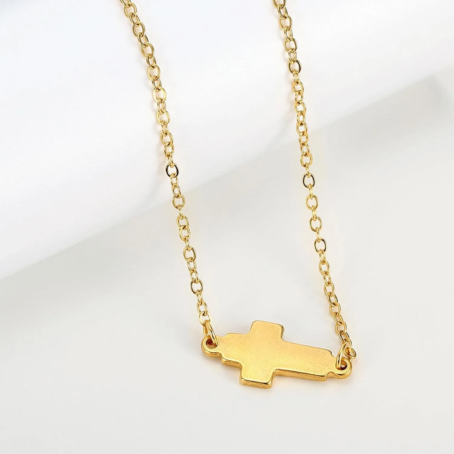 Gold Cross Necklaces for Women, Dainty Gold Cross Pendant 18k Cross Jewelry womens Faith Necklace Charm Simple Necklaces
