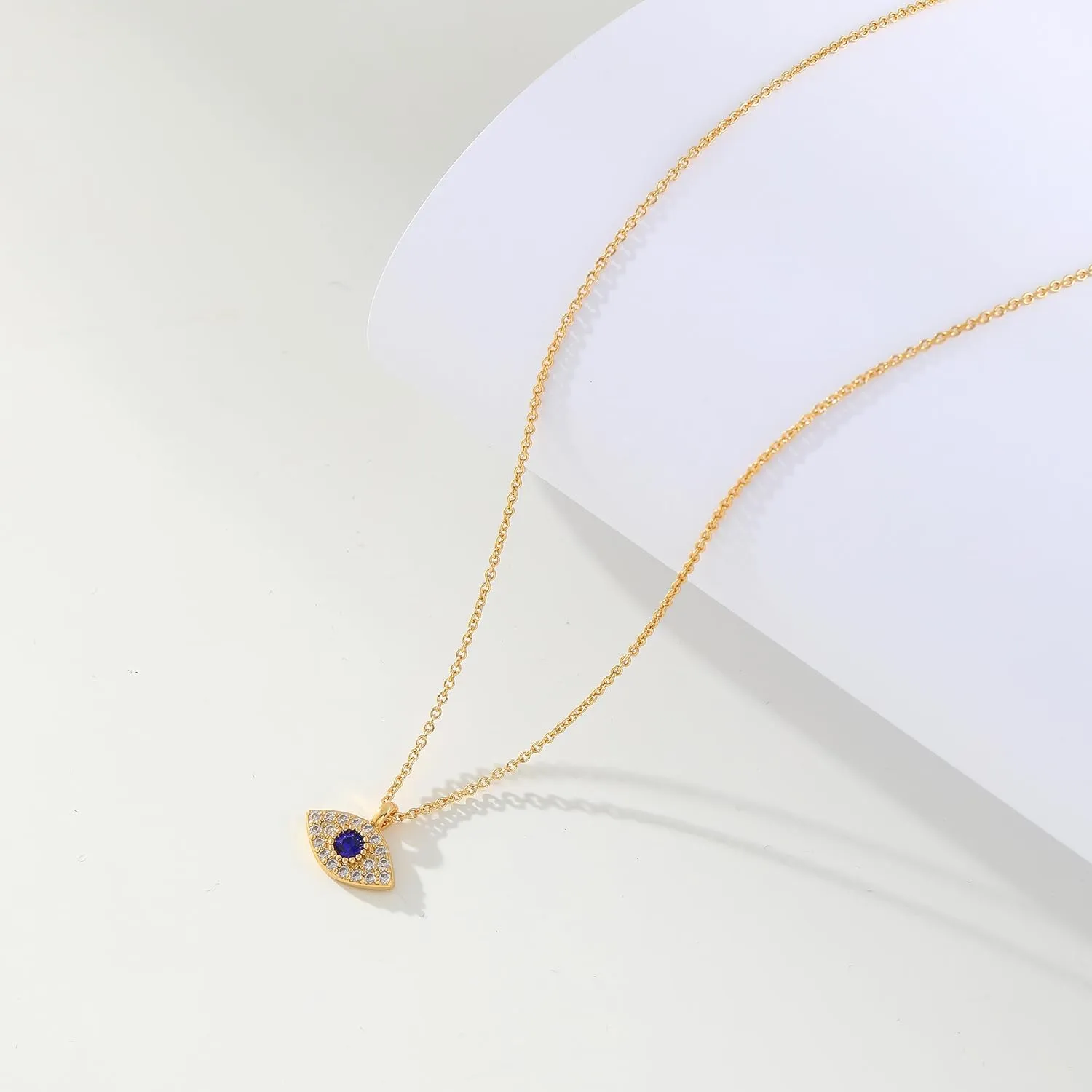 Gold Evil Eye Necklace,14K Gold Plated Dainty Solitaire Minimalist Diamond Evil Eye Simple Necklace For Women Gold Jewelry Gifts