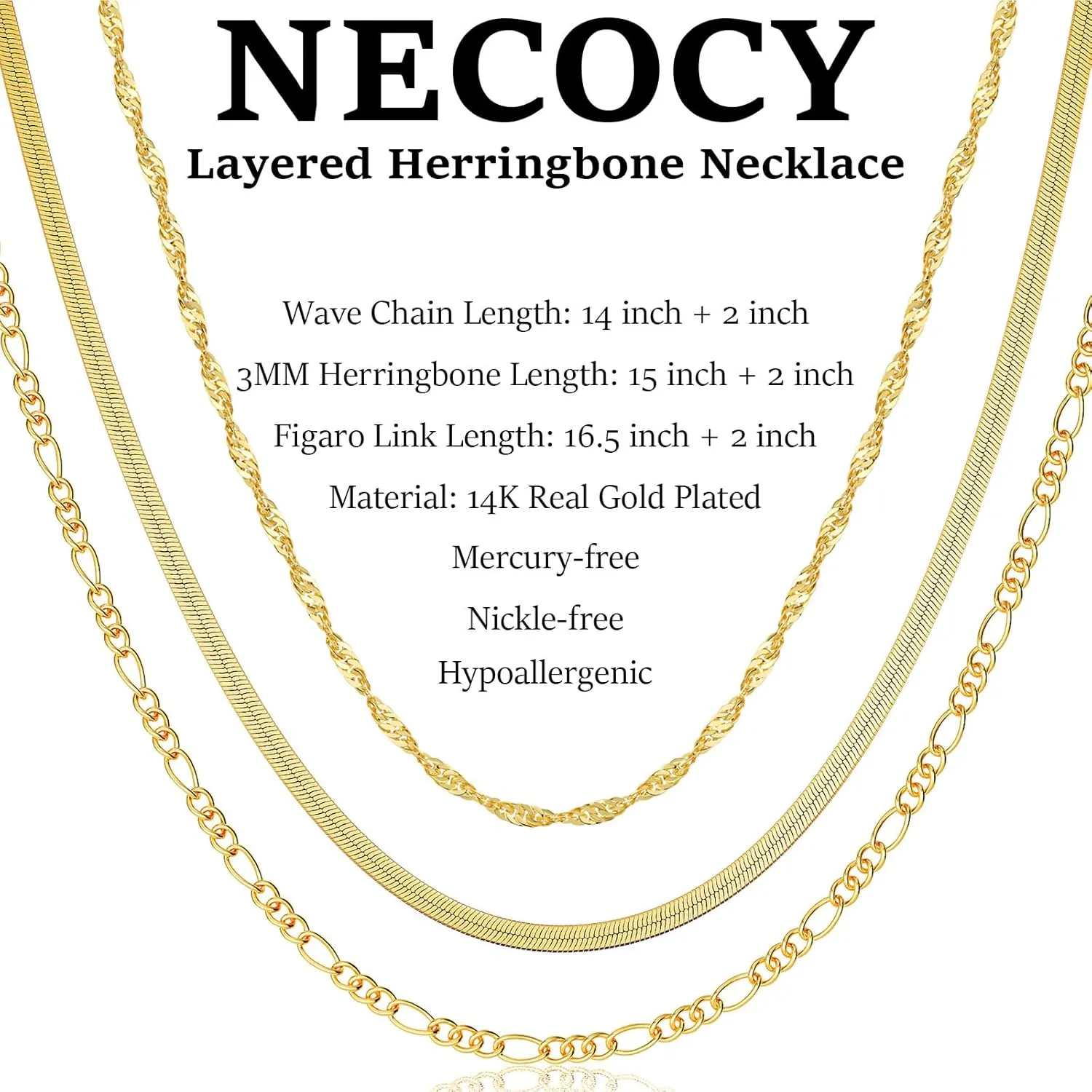 Gold Herringbone Necklace for Women, Dainty Layered Gold Necklaces Snake Simple 14K Gold Plated Chain Choker Necklaces Stack Chunky Trendy Gold Jewelry Gift for Women
