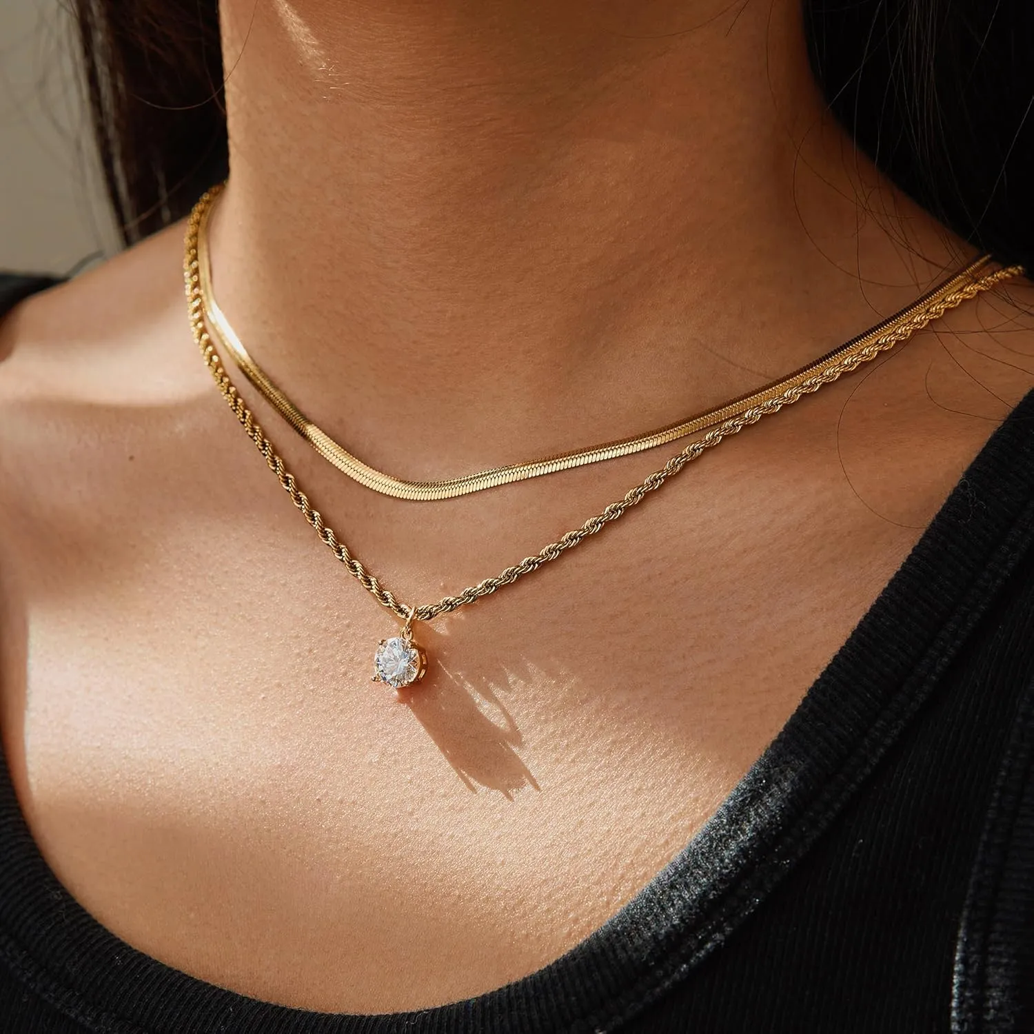 Gold Necklace for Women 14K Dainty Gold Necklaces for Women Cross Chain with Jewelry Layered Necklaces for Women