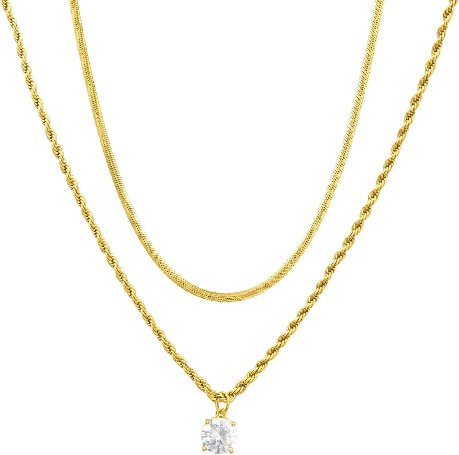 Gold Necklace for Women 14K Dainty Gold Necklaces for Women Cross Chain with Jewelry Layered Necklaces for Women