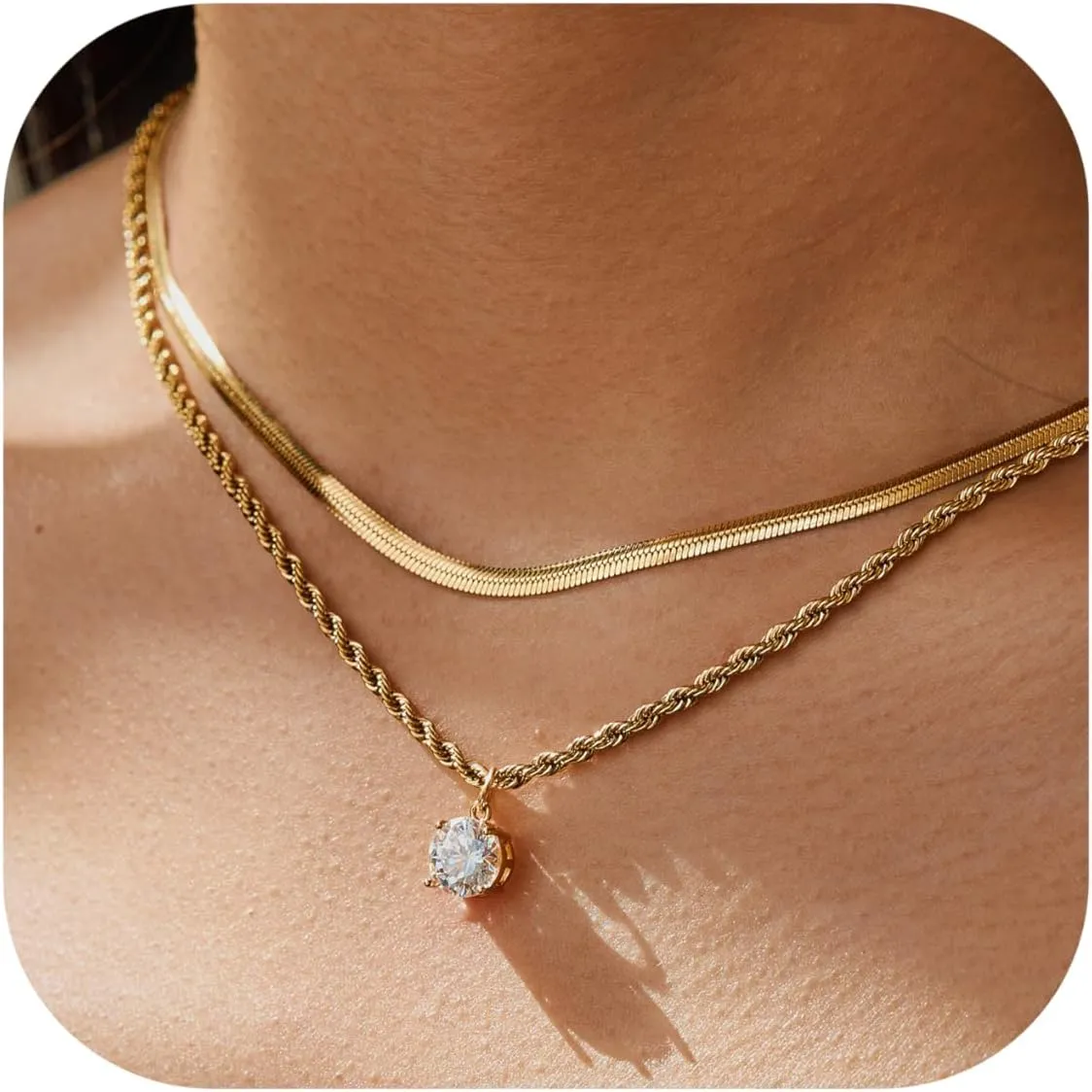 Gold Necklace for Women 14K Dainty Gold Necklaces for Women Cross Chain with Jewelry Layered Necklaces for Women