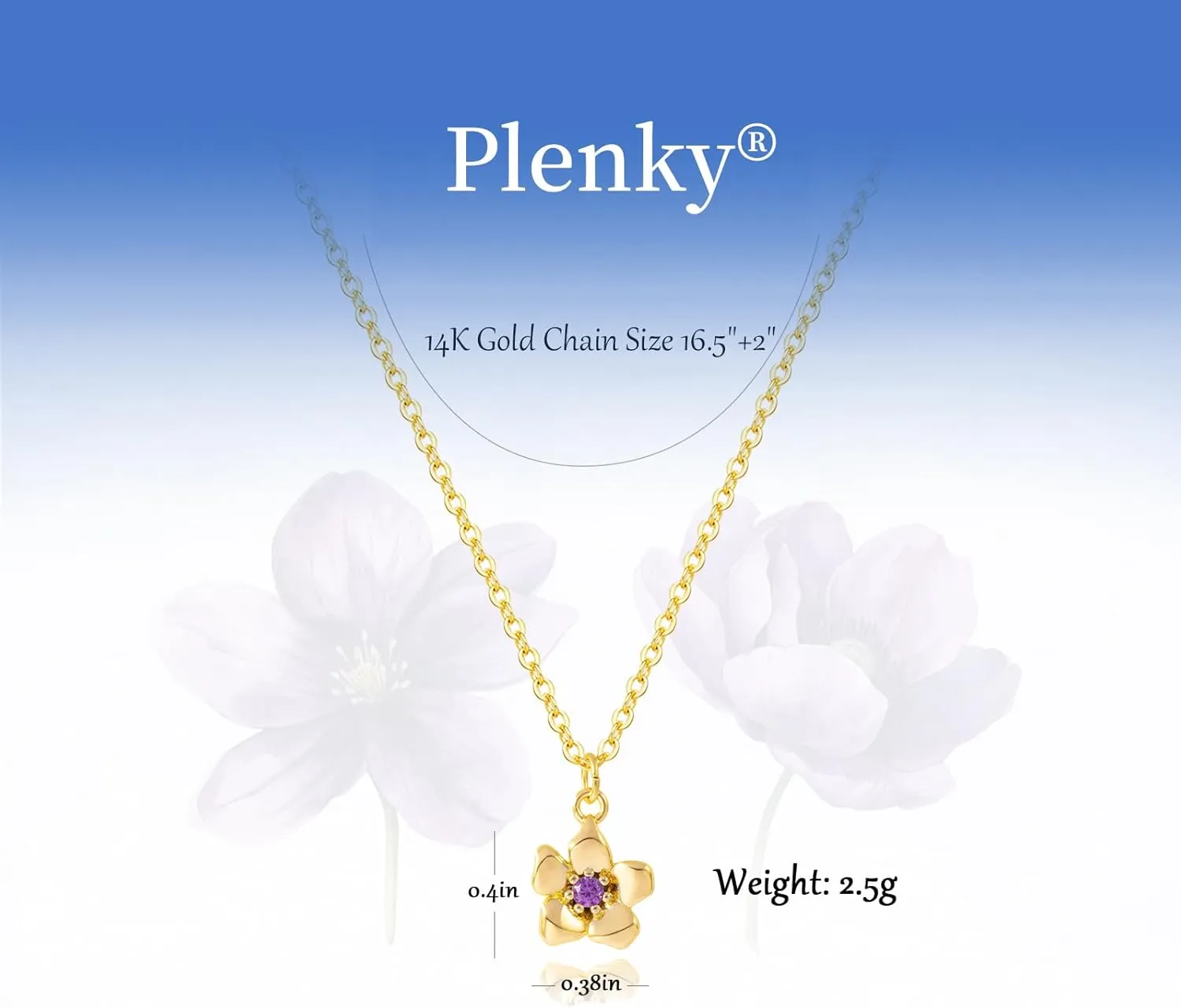 Gold Necklace for Women-14K Gold Plated Dainty Birth Flower Necklace Floral Birthstone Necklace for Women Birth Month Flower Necklace Jewelry