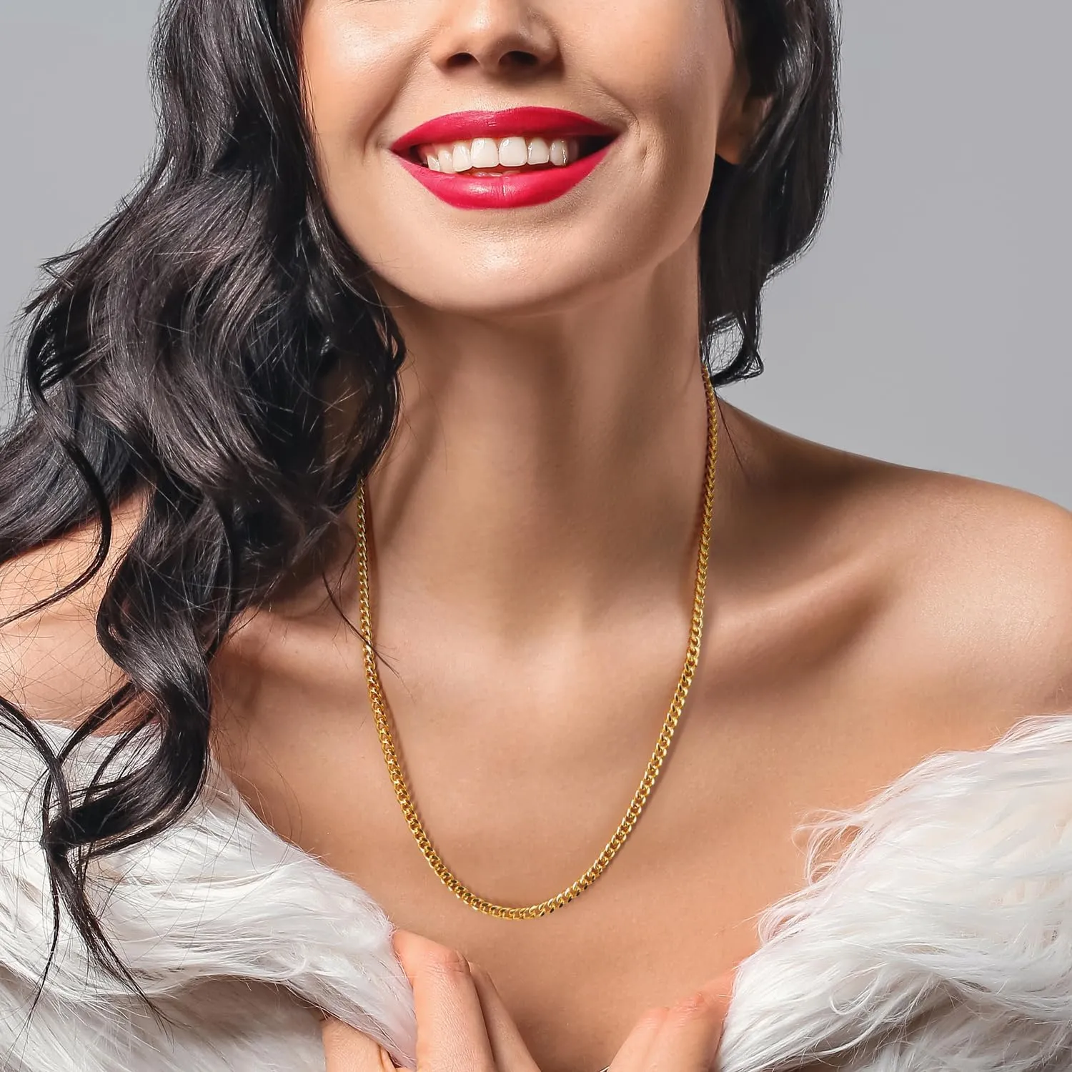 Gold Necklace for Women 4.3mm Wide 14K Gold Cuban Link Chain Necklaces for Men Dual-Gender Non Tarnish Necklaces Men's Necklace Chain 16-30 Inches