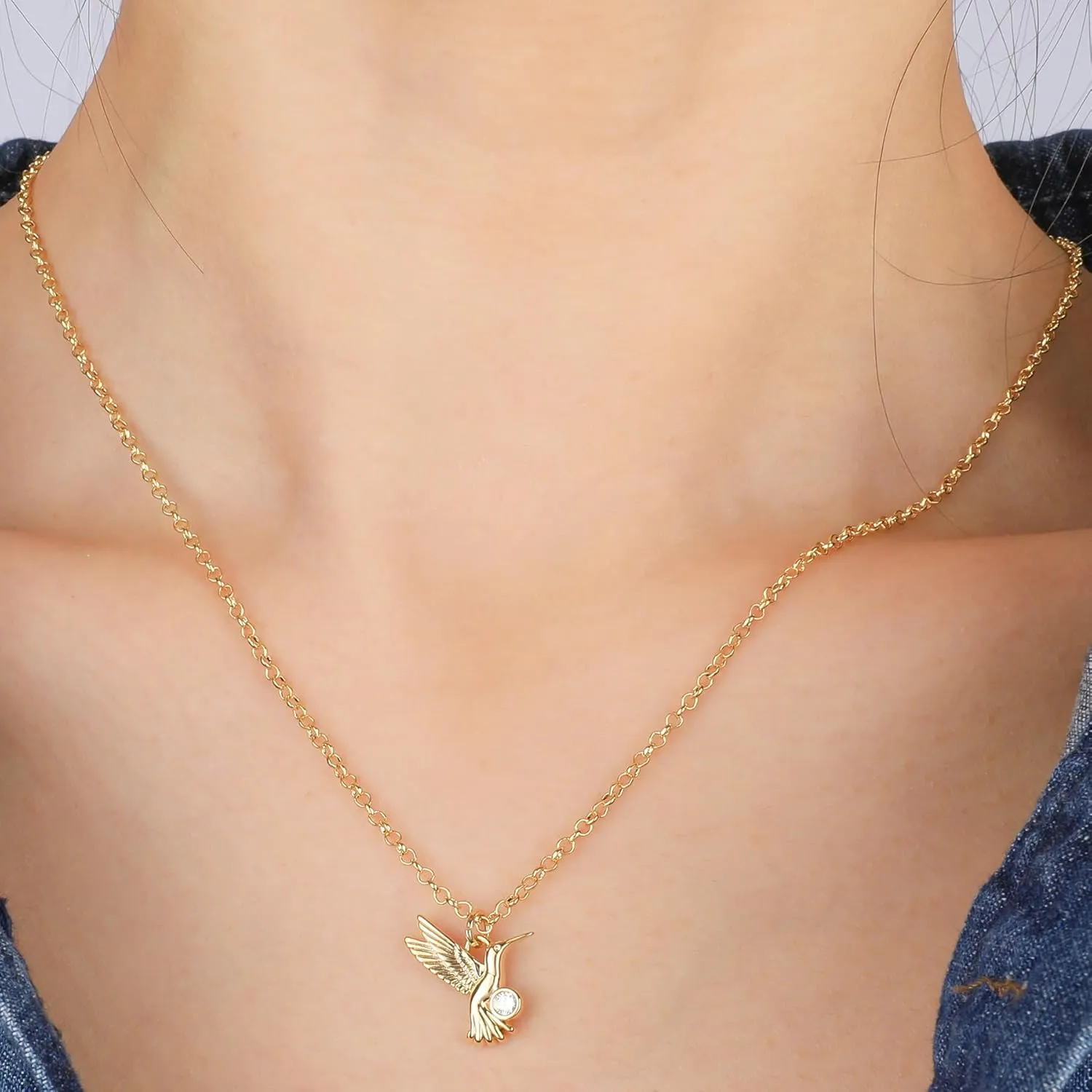 Gold Pendant Necklace for Women 14K Gold Plated Flower Mushroom Hummingbird Airplane North Star Charm Necklace with CZ Adjustable Chain Simple Statement Necklace Trendy Jewelry Gift for Women Men