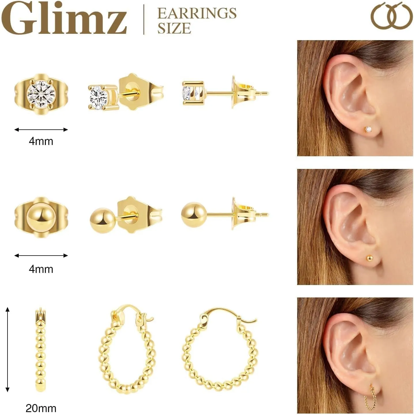 Gold/Silver Hoop Earrings Set for Women,18K Gold Plated Dainty Huggie Earrings Hypoallergenic,Lightweight Stud Earring Stacks for Sensitive Ears Jewelry