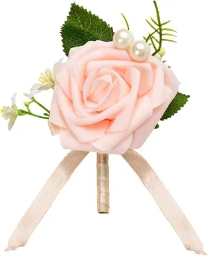 Groom Boutonniere Brooches Rose Wedding Lapel Pins for Best Person Man Groomsmen Flower Brooches Pins for Wedding Prom