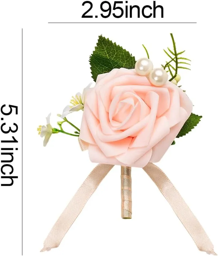 Groom Boutonniere Brooches Rose Wedding Lapel Pins for Best Person Man Groomsmen Flower Brooches Pins for Wedding Prom