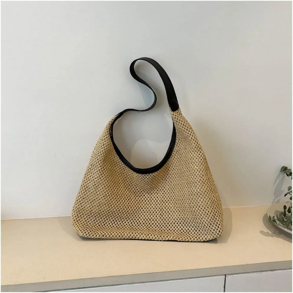 Handbag Summer Bag Woven Tote Bag Straw Bag Holiday Style Beach Messenger Bag Shoulder Bag Straw Bags(Brown)