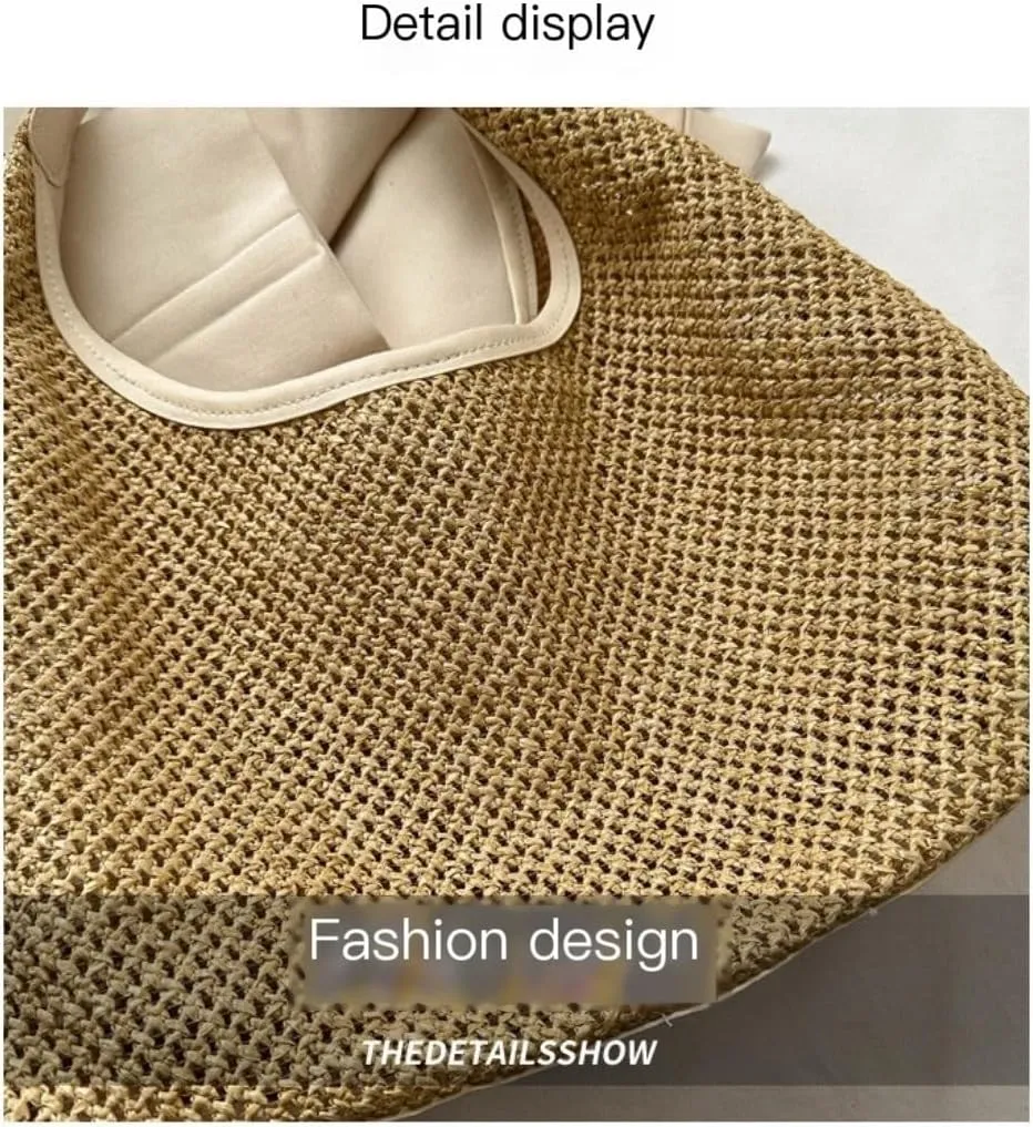 Handbag Summer Bag Woven Tote Bag Straw Bag Holiday Style Beach Messenger Bag Shoulder Bag Straw Bags(Brown)