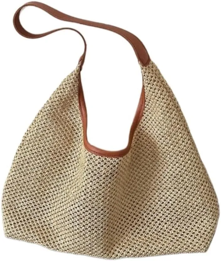 Handbag Summer Bag Woven Tote Bag Straw Bag Holiday Style Beach Messenger Bag Shoulder Bag Straw Bags(Brown)