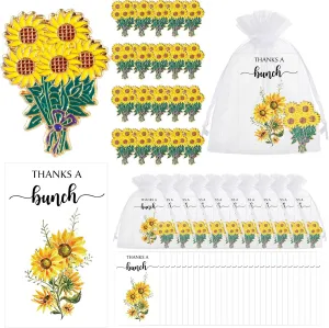 Havawish 25 Sets Sunflower Appreciation Pins Gift for Women Sunflower Enamel Pins with Thank You Cards Bag Flower Lapel Brooches for Women Employee Coworker Baby Shower