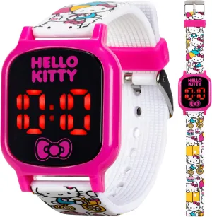 Hello Kitty Kids' LED Watch  Bright Digital Display with Fun Printed Silicone Strap and Adjustable Fit for Wrists 5.5" to 8"  Adorable and Durable Design