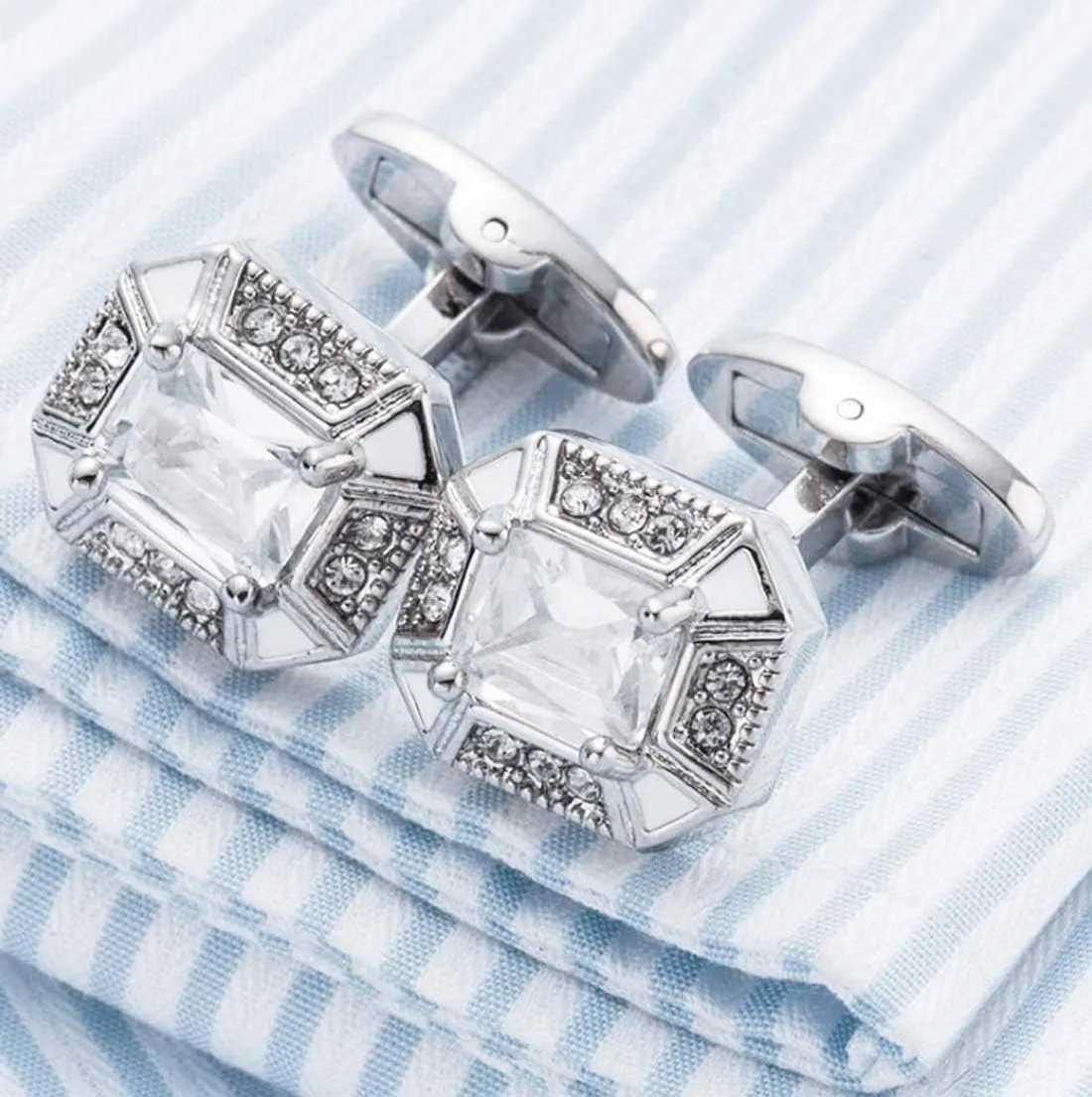 Hexagon Chic Crystal Cufflinks Crystal Gem stone Cuff links CL07