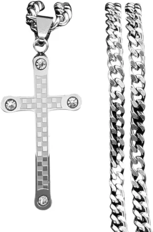 Hip Hop Male Crystal Cross Jesus Pendant Necklace For Women Men Stainless Steel Necklaces Hiphop Religious Jewelry Fashion Gifts PTPNU03275