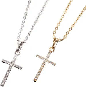 Hiphop Fashion Cross Necklace For Women Crystal Men Necklace Metal Chains Choker Jesus Pendants Jewelry DANS02747