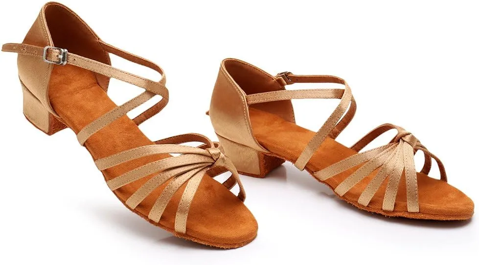 HIPPOSEUS Girls' Standard Latin Dance Shoes Low Heel 3.5CM,Model U1203