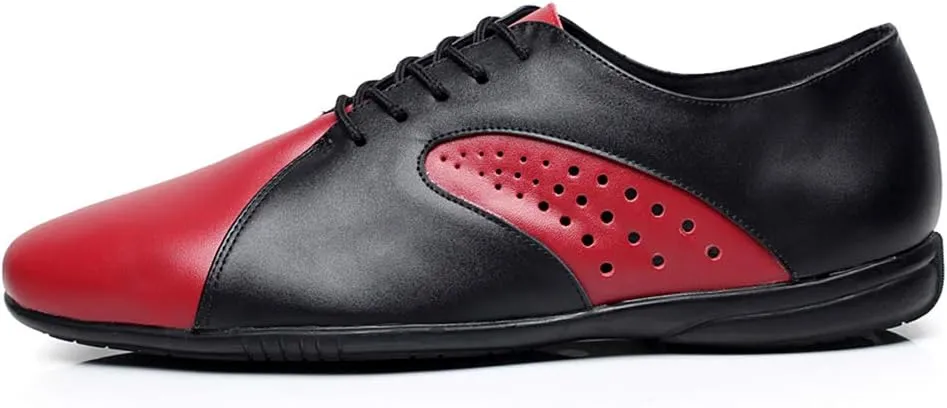 HIPPOSEUS Men's Ballroom Dance Shoes Red Latin Tango Morden Rumba Social Dance Shoes Rubber Sole,Model 9017