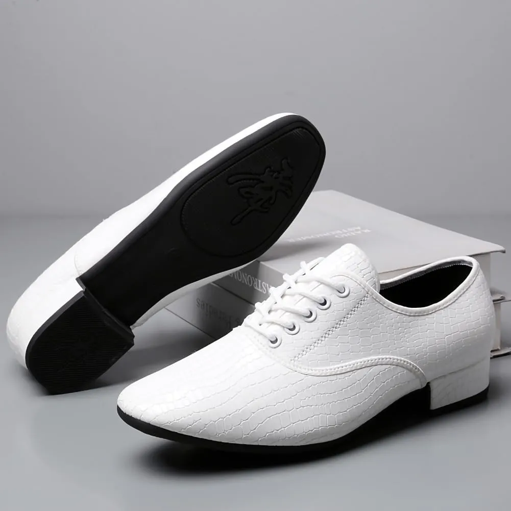 HIPPOSEUS Men's Lace up Ballroom Dance Shoes Rubber Sole Latin Salsa Dancing Character Shoes Low Heel,Model 301