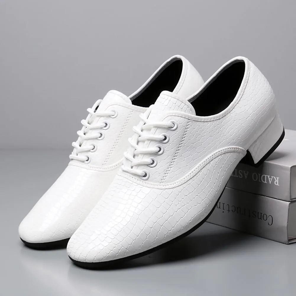 HIPPOSEUS Men's Lace up Ballroom Dance Shoes Rubber Sole Latin Salsa Dancing Character Shoes Low Heel,Model 301
