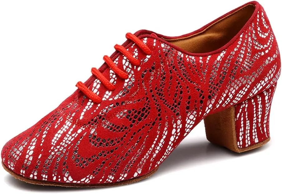 HIPPOSEUS Women's Latin Dance Shoes Closed Toe Ballroom Modern Salsa Dance Practice Shoes Split Sole