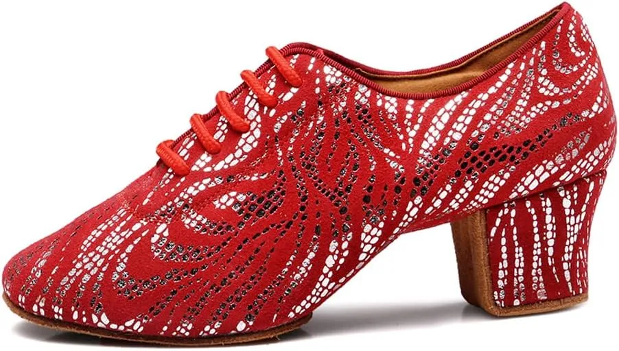 HIPPOSEUS Women's Latin Dance Shoes Closed Toe Ballroom Modern Salsa Dance Practice Shoes Split Sole