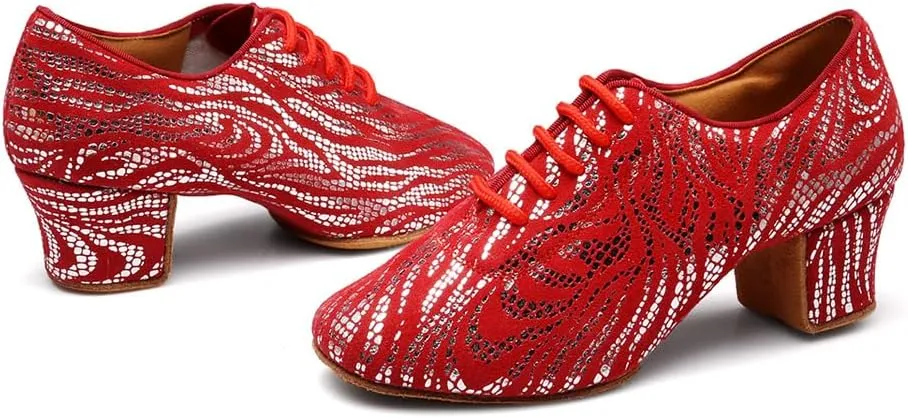 HIPPOSEUS Women's Latin Dance Shoes Closed Toe Ballroom Modern Salsa Dance Practice Shoes Split Sole