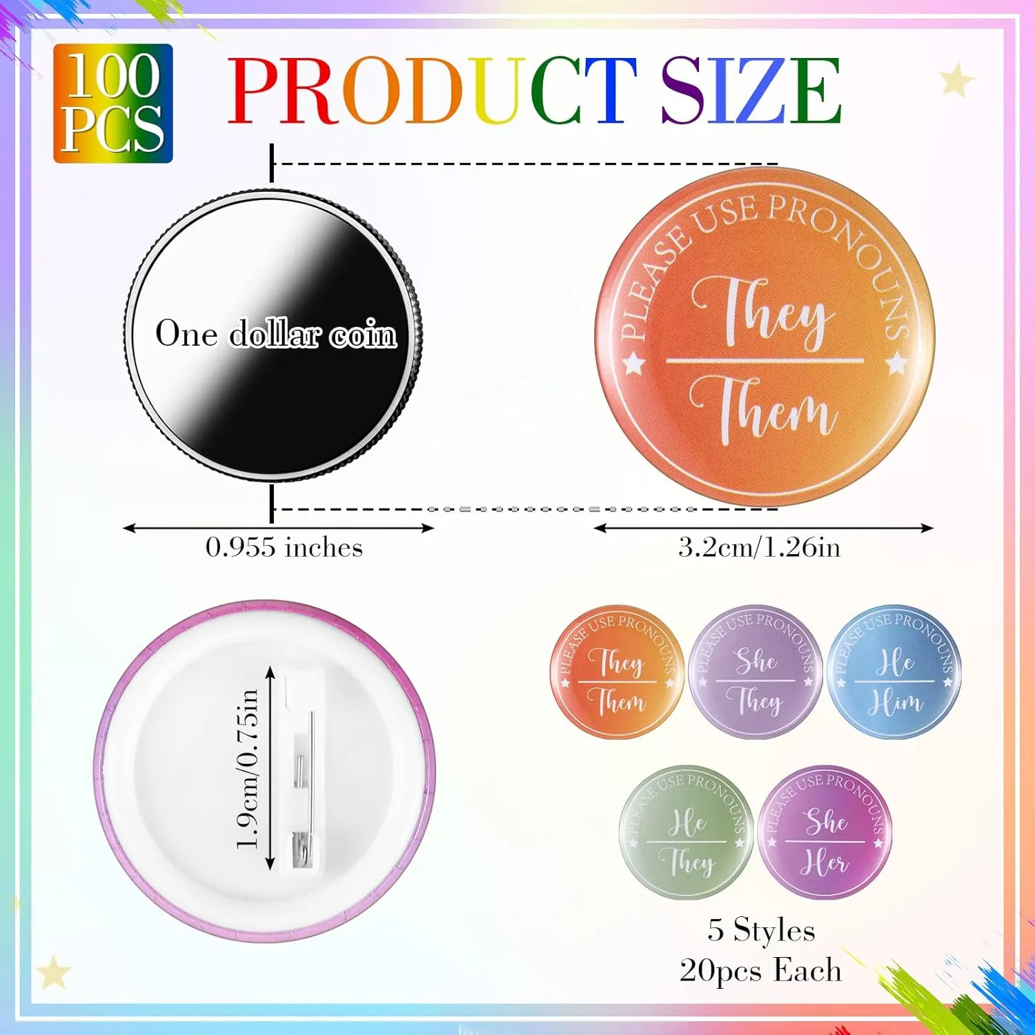 Hoteam Pronoun Badges Pins Gender Identity Pins Pronouns Recognition Brooch Pronoun Identification Brooch Team Boy or Girl Badges for Party Conference Decorations
