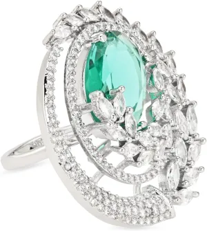 I Jewels Indian Wedding Bollywood Stylish Latest Fashion Cubic Zirconia Brass Adjustable Diamond Finger Ring For (FL247)