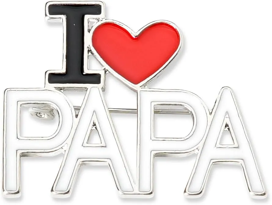 I Love Papa Gifts Pins Brooches Badge for Grandfather Grandpa Dad Papa Birthday Christmas Gifts from Granddaughter Grandson Grandkids Papa Heart Lapel Pins Bag Decors Accessories for Men