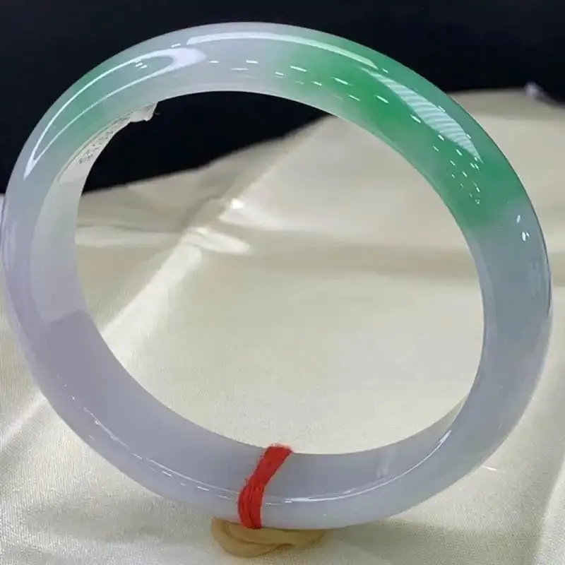 Ice-like Floating Flowers Mine Timber Myanmar Natural Emerald Jade Bracelet Women's