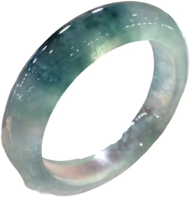 Ice-like Wide and Narrow Version Floating Flowers Jade Bracelet Myanmar Women's Bangle