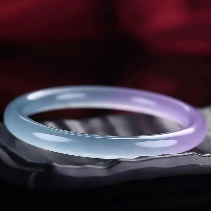 Ice Violet Handcarved Round Jade Bracelet Bangle