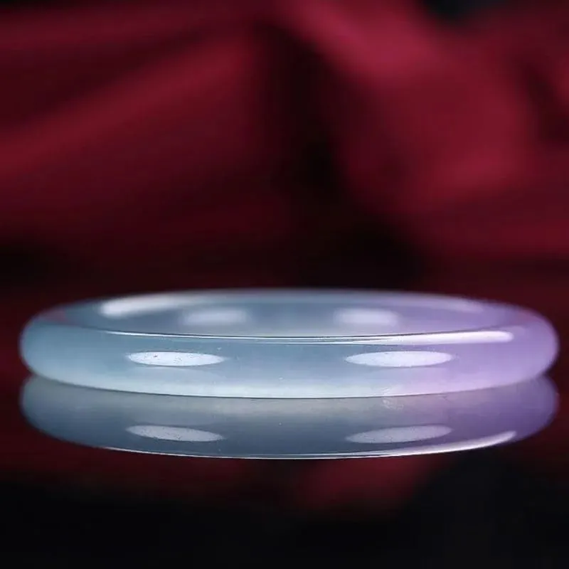 Ice Violet Handcarved Round Jade Bracelet Bangle