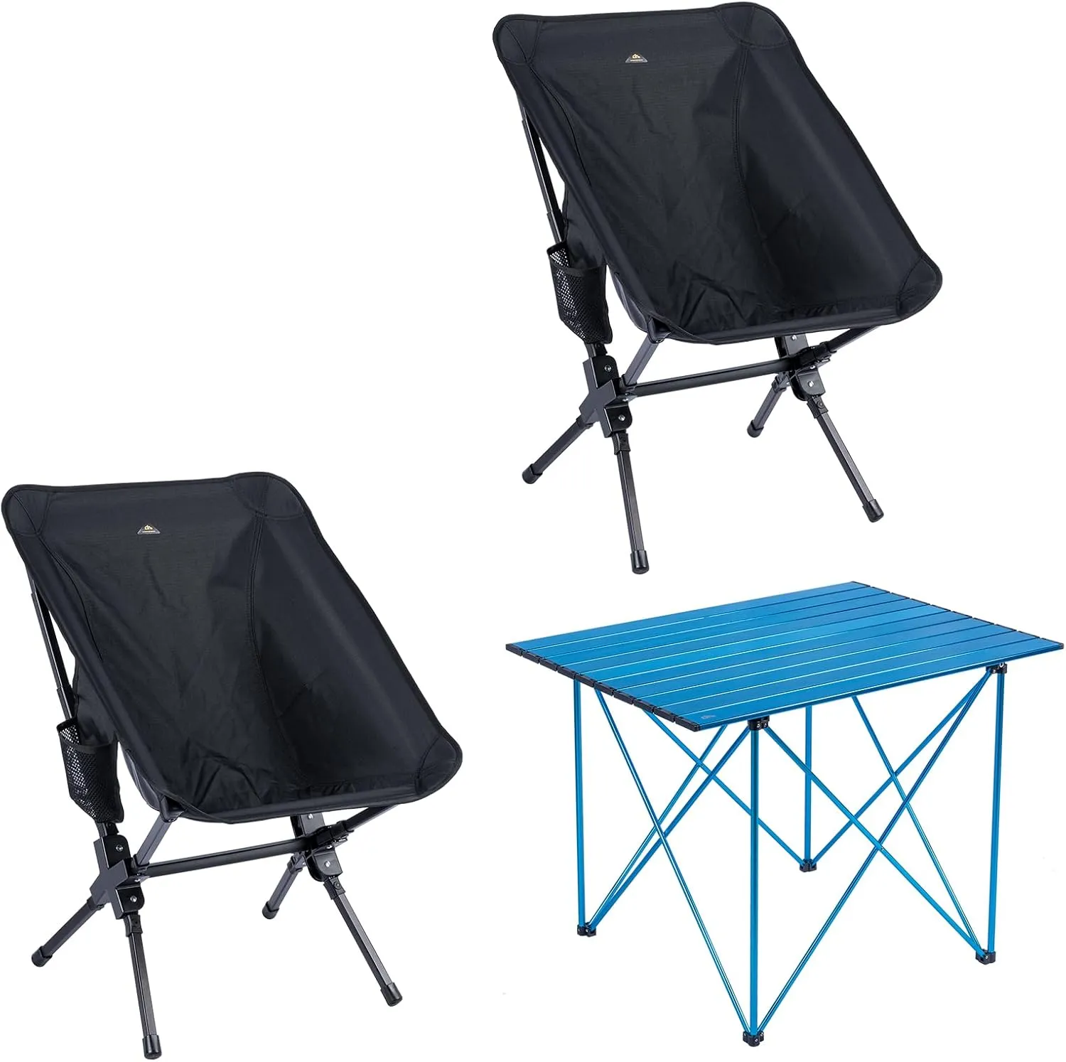 iClimb 1 Light Folding Table and 2 Two-Heights Light Compact Anti-Sinking Chair Bundle for Adults Outdoor Camping Glamping Beach Concert