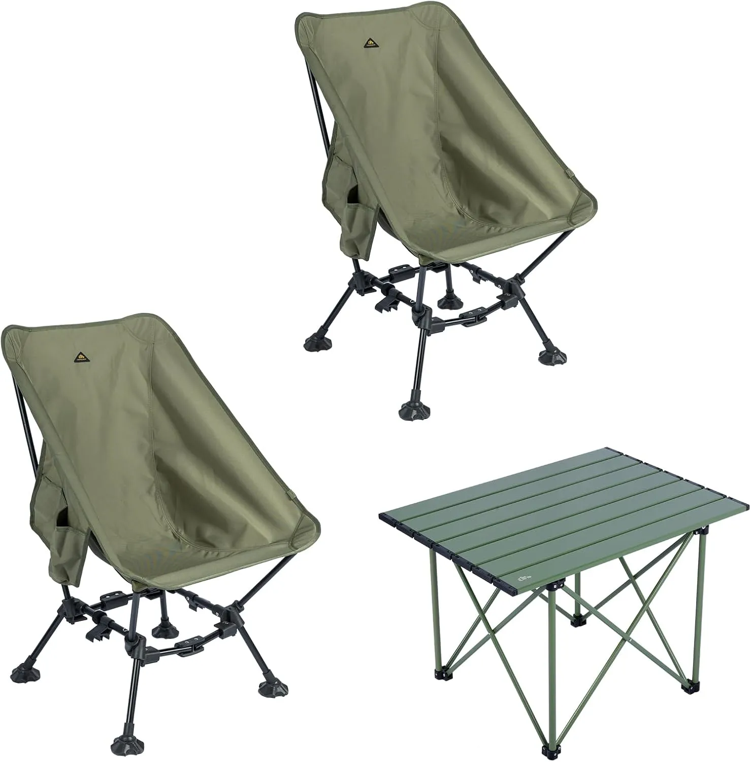 iClimb 1 Two-Heights Light Compact Anti-Sinking Chair and 1 Ultralight Folding Table Bundle, Ultralight Compact for Adults Outdoor Camping Beach Concert Motorcycling Travelling