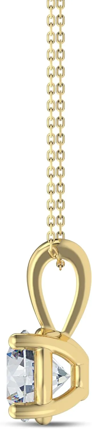 IGI Certified 0.25Ct-3.00 Carat Diamond Color/Clarity F-VS2, 14K Gold 4 Prong Set Round-cut Lab Grown Diamond Solitaire Necklace Pendant Chain
