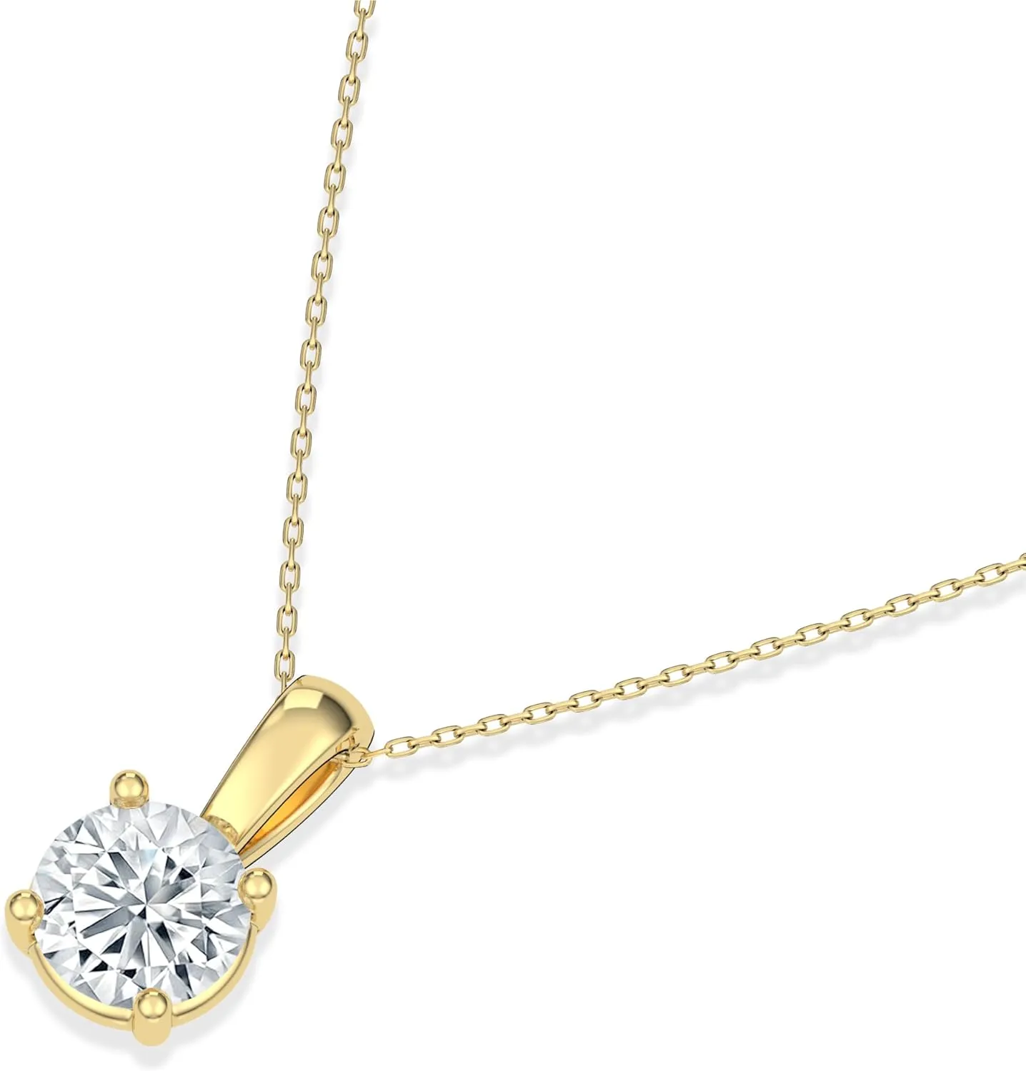 IGI Certified 0.25Ct-3.00 Carat Diamond Color/Clarity F-VS2, 14K Gold 4 Prong Set Round-cut Lab Grown Diamond Solitaire Necklace Pendant Chain