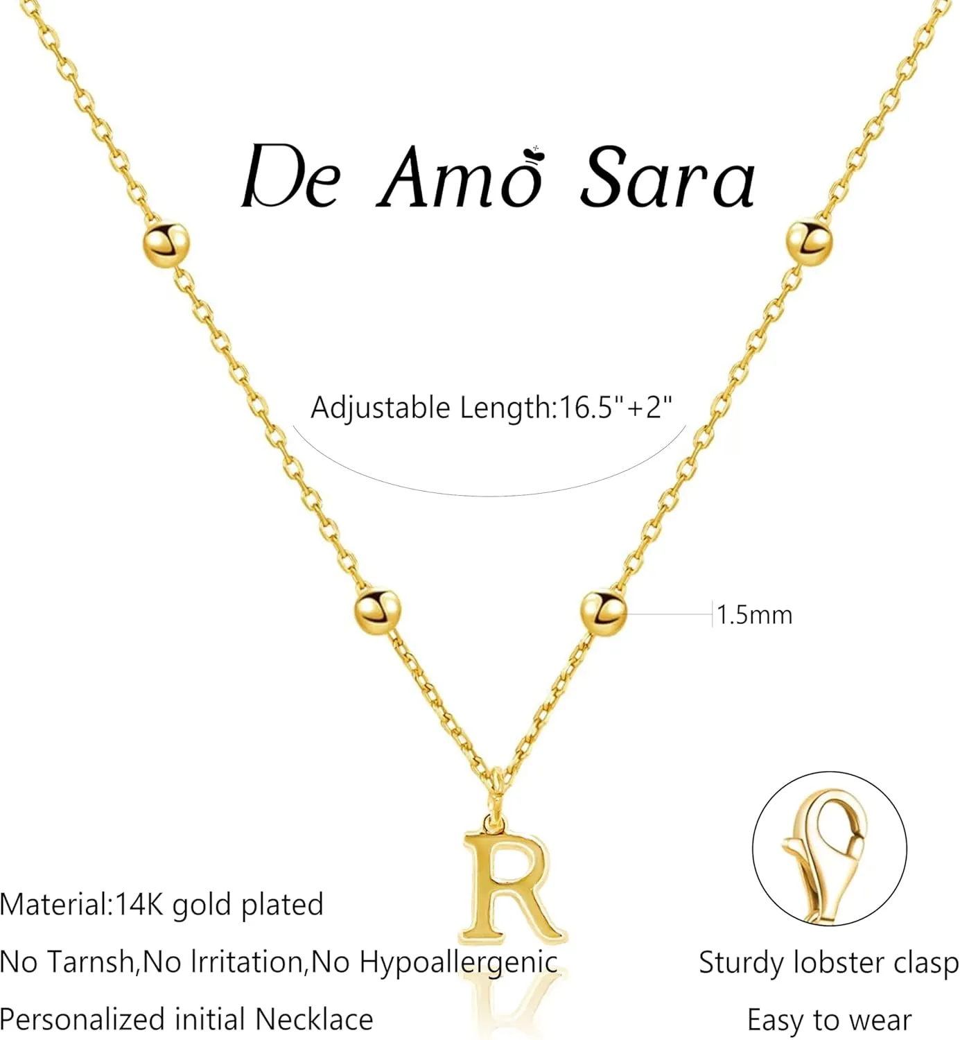 Initial Necklaces for Women, Dainty A-Z Pendant Letter Charm Necklace Personalized Name Necklaces for Women Trendy Jewelry Gift